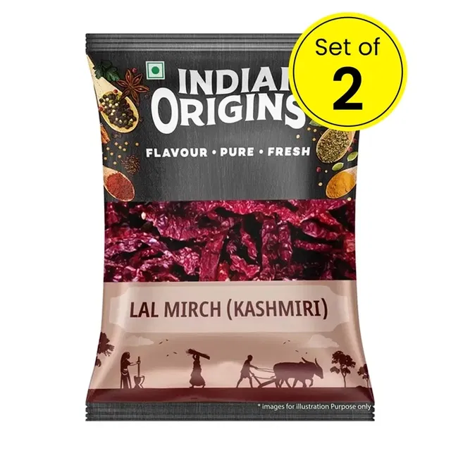 इंडियन ओरिजिन्स लाल मिर्च (कश्मीरी) 2X50 g (सेट ऑफ 2)