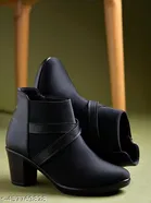 Solid Black Suede Womens Boots 