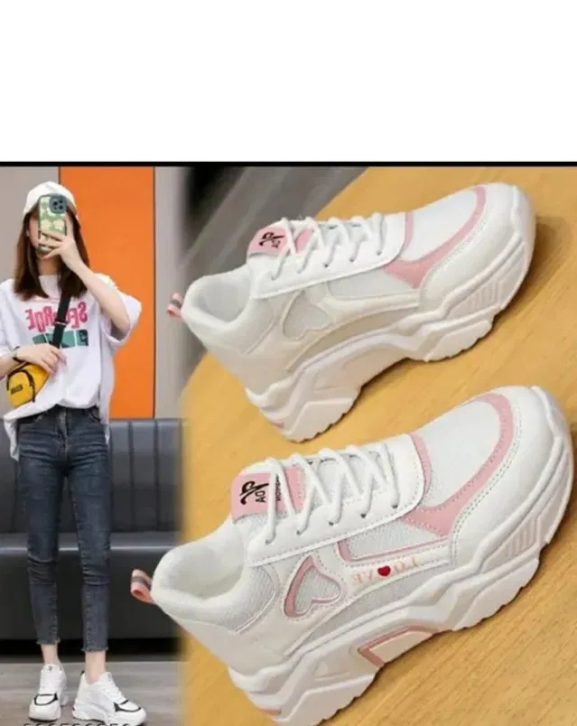 Sneakers for Women (White & Pink, 4)