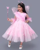 Cotton Blend Embellished Frock for Girls (Pink, 9-12 Months)