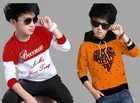 Combo of Cotton Round Neck Printed T-Shirt & Hoodie for Boys 