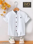 Solid Cotton Blend Mandarin Neck T-Shirt for Boys 