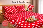 Microfibre Double Heart Printed Bedsheet 88x90in Red
