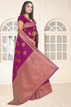 Jacquard Woven Design Saree for Women, Wine 
