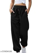 Cotton Blend Solid Trousers for Men, Black 