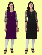 Crepe Solid Kurtis for Women 