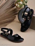 Shoetopia Black Flat Sandals Size IND-7