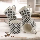 6 Pcs Ceramic Tea & Coffee Cup Set - Black Diamond