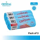 Crystal Garbage Bags 19 X 21 Inches (Medium Size) 30pcs (1 Rolls) Dustbin Bag/Trash Bag - Blue Color (Pack of 3)