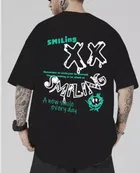 Cotton Half Sleeves Round Neck Printed Oversized T-Shirt for Men 