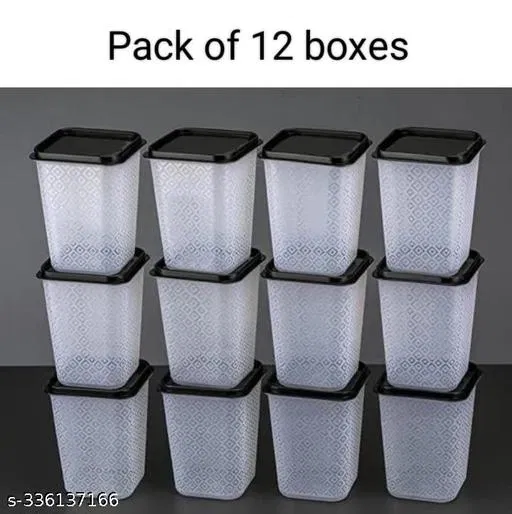 Plastic Storage Containers, White, Pack of 12 (1000 ml)