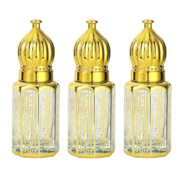 Empty Attar Bottles (Golden, 6 ml) (Pack of 3)