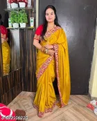 Chinnon Saree for Women, Yellow 