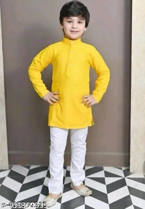 RK TRADERS Embellished Sequinned Kurta Set for Boys (White, 12-18 Months)