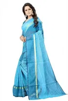 Polycotton Striped Saree for Women 