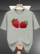 Polyester Printed Half Sleeves T-Shirts For Men, Grey 
