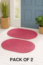 Status oval braided door mat 30x45cm Pack of 2 Red
