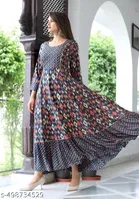 Rayon Printed Anarkali Kurti for Women, Multicolor 