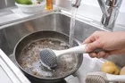 Silicone Soft Bristles Scrub Brush with Scraper Tip, Comfortable Grip Brushes for Kitchen Sink, Pans, Pots, Skillet, Vegetable, Fruit, Potato Cleaning 