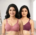 Hosiery Solid Bras for Women, Pink & Purple, Pack of 2 