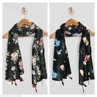 Chiffon Scarves for Women, Black, Pack of 2