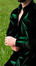 Lycra Printed Shirt For Men, Green 