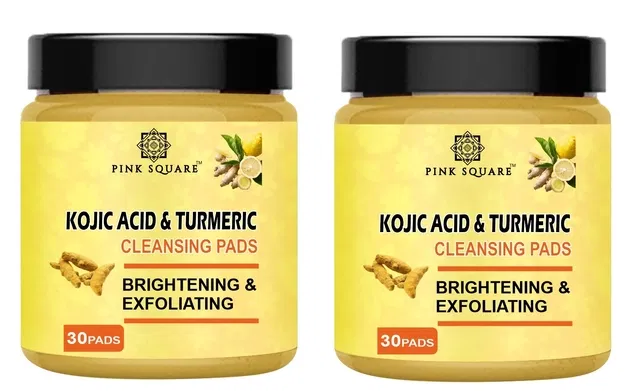 Pink Square 30 Pcs Kojic Acid & Turmeric Cleansing Pads (Pack of 2)