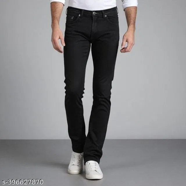 Denim Slim Fit Jeans for Men (Black, 34)
