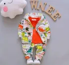 Hosiery Cotton Printed Clothing Set for Boys, Orange 