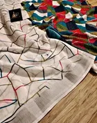 Cotton Linen Printed Saree for Women 