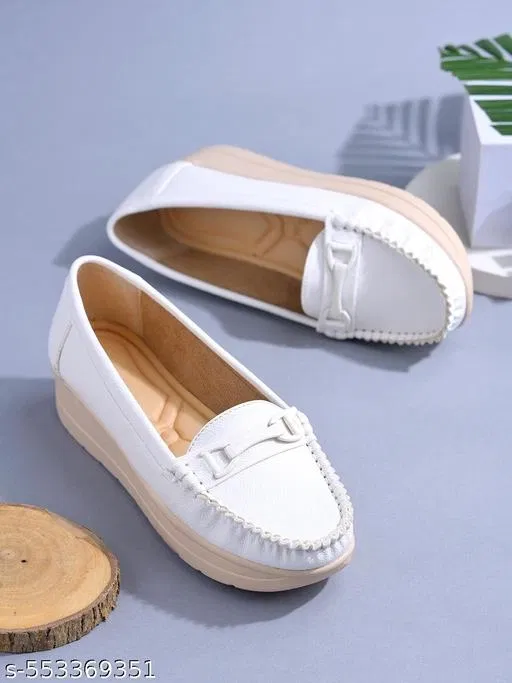 Shoetopia Girls Loafers (White, 8-8.5 Years)