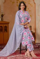 Rayon Printed Kurta with Pant & Dupatta for Women 