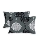 Glace Cotton Double Bedsheet Grey Abstract Print, Multicolour 