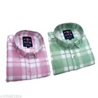 Cotton Blend Checkred Shirt for Men, Multicolor, Pack of 2 