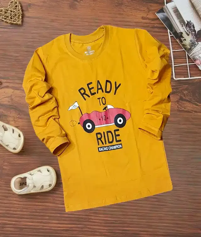 Cotton Printed T-shirt for Kids (Mustard, 4-5 Years)