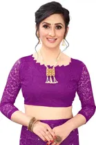 Net Solid Saree for Women 
