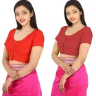 Cotton Solid Stitched Blouse for Women (Multicolor, 32) (Pack of 2)