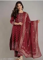 Rayon Printed Kurta with Pant & Dupatta for Women 