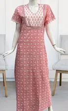 Womens Floral Printed Full Length Night Dress/Night Gown 