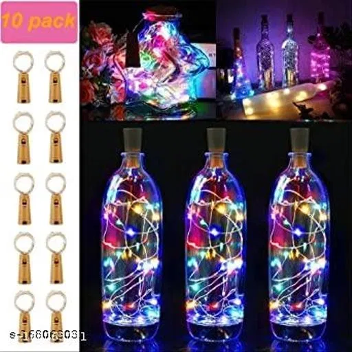 Battery Operated Cork LED Lights (Multicolor, Pack of 10)