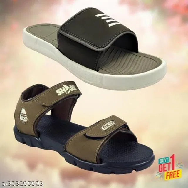Sandal with Sliders for Men (Multicolor, 6) (Pack of 2)