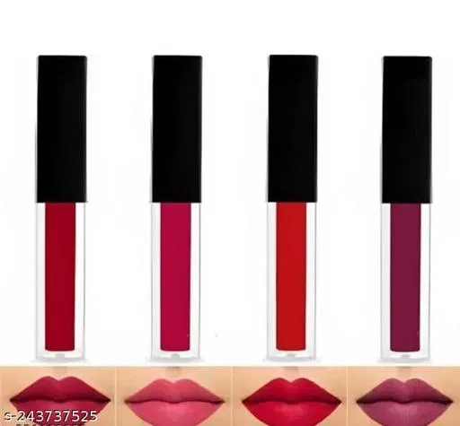Liquid Lipstick for Women (Multicolor, Pack of 4)