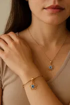 Women's Hamsa Hand & Evil Eye Pendant Bracelet Set 