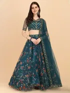 Net Embroidred Semi Stiched Lehenga Choli for Women 