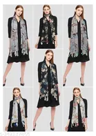 Poly Chiffon Printed Scarves for Women, Multicolor, Pack of 6