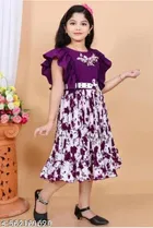 Printed Cotton Blend Fit And Flare Dress for Girls 