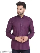 Cotton Blend Solid Short Kurta for Men 