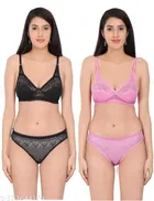 Polycotton Bra with Panty for Women 