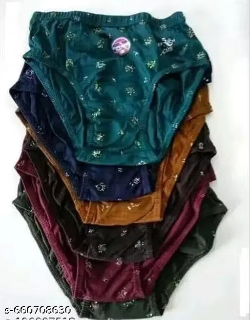 Floral Mid Rise Briefs for Women, Pack of 6 (Blue, 75cm)