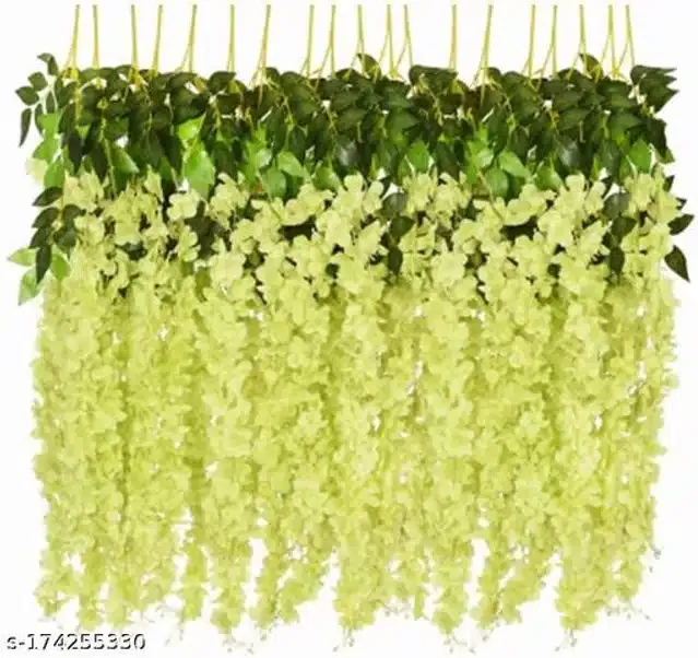 Polyester Artificial Hanging Flower Garlands (Green, Pack of 4)